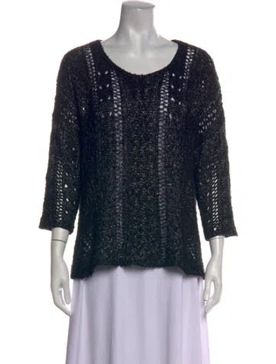Pre-owned Polo Ralph Lauren Patterned Scoop Neck Sweater In Black