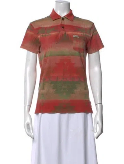 Pre-owned Polo Ralph Lauren Patterned Short Sleeve Polo In Green/pink