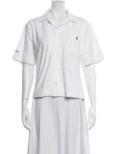 Pre-owned Polo Ralph Lauren Patterned Short Sleeve Polo In White