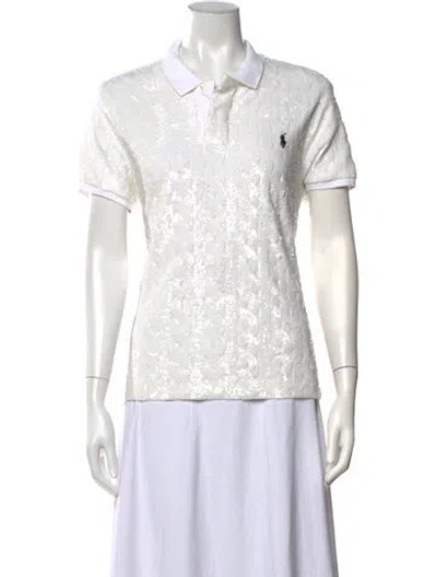 Pre-owned Polo Ralph Lauren Patterned Short Sleeve Polo In White
