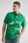 POLO RALPH LAUREN PEACE CLIMB LOVE POLO SHIRT TOP IN KAYAK GREEN, MEN'S AT URBAN OUTFITTERS
