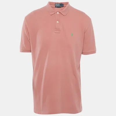 Pre-owned Polo Ralph Lauren Peach/pink Cotton Pique Polo T-shirt L