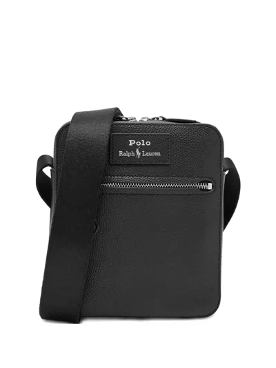 Polo Ralph Lauren Pebble -eather Messenger Bag In Black