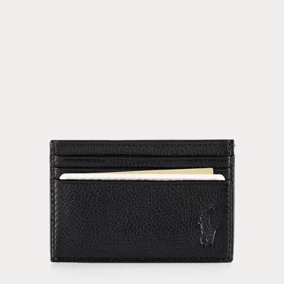 Polo Ralph Lauren Pebble Leather Card Case In Black