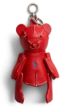 Polo Ralph Lauren Pebble Leather Polo Bear Charm In Red