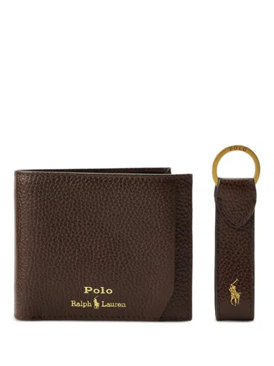 Polo Ralph Lauren Pebble Leather Wallet In Brown