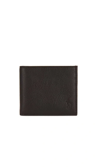 Polo Ralph Lauren Pebbled Bifold Wallet In Brown