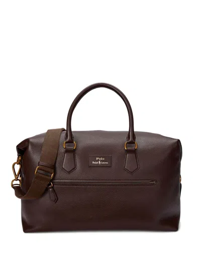 Polo Ralph Lauren Pebbled Leather Bag In Brown