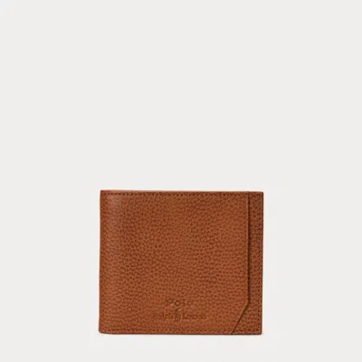 Polo Ralph Lauren Pebbled Leather Billfold Wallet In Brown