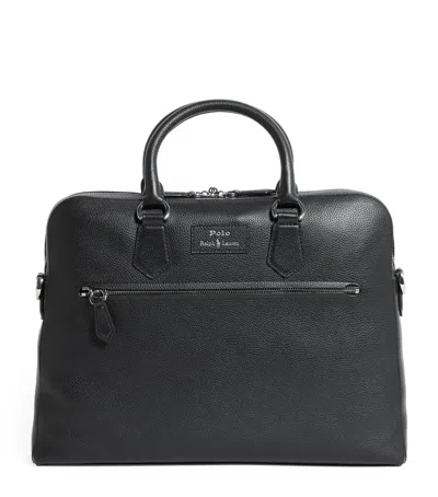 Polo Ralph Lauren Pebbled Leather Briefcase In Black