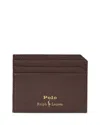 Polo Ralph Lauren Pebbled Leather Card Case In Brown