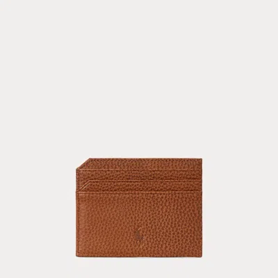 Polo Ralph Lauren Pebbled Leather Card Case In Gold