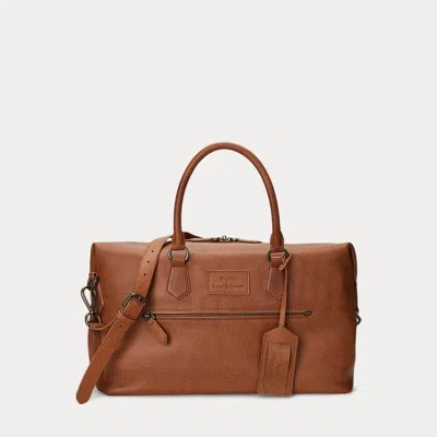 Polo Ralph Lauren Pebbled Leather Duffel In Brown