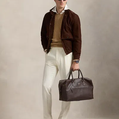 Polo Ralph Lauren Pebbled Leather Duffel In Dark Brown