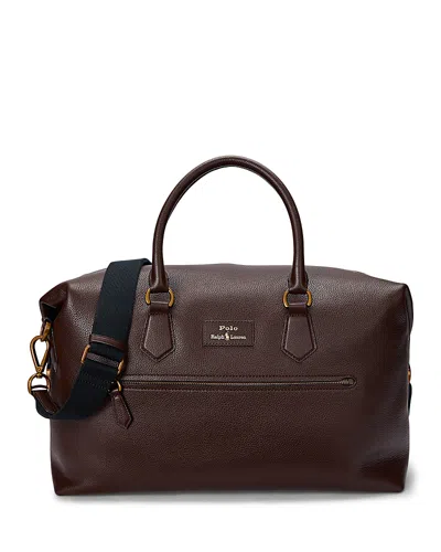 Polo Ralph Lauren Pebbled Leather Duffel In Dark Brown