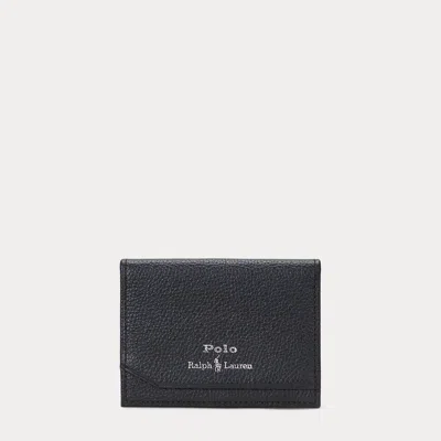 Polo Ralph Lauren Pebbled Leather Folded Card Case In Black