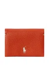 Polo Ralph Lauren Pebbled Leather Snap Wallet In Orange