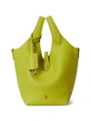 Polo Ralph Lauren Pebbled Leather Tote Bag In Green