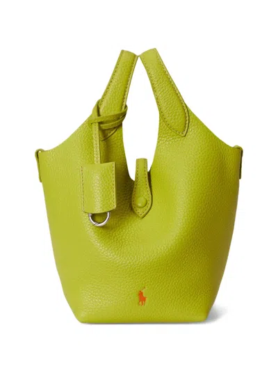 Polo Ralph Lauren Pebbled Leather Tote Bag In Green