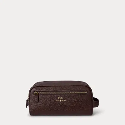 Polo Ralph Lauren Pebbled Leather Travel Case In Dark Brown