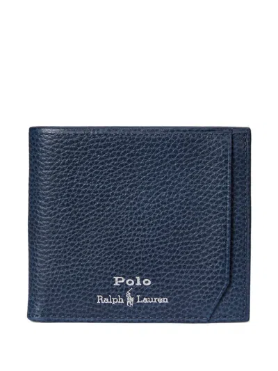 Polo Ralph Lauren Pebbled Leather Wallet In Blue
