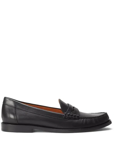 Polo Ralph Lauren Penny-slot Leather Loafers In Black