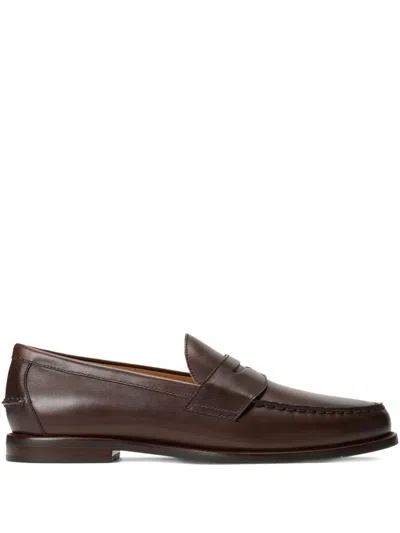 Polo Ralph Lauren Penny-strap Leather Loafers In Brown