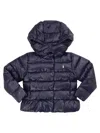 Polo Ralph Lauren Peplum Down Jacket With Hood In Navy