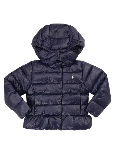 Polo Ralph Lauren Kids' Peplum Down Jacket With Hood In Navy