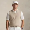 Polo Ralph Lauren Performance Cotton-blend Sweater Vest In Ecru Tan Heather