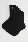 Polo Ralph Lauren Performance Crew Sock 6-pack In Black, Men's At Urban Outfitters