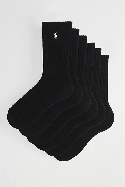 Polo Ralph Lauren Performance Crew Sock 6-pack In Black, Men's At Urban Outfitters