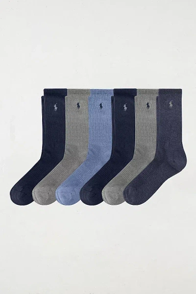 Polo Ralph Lauren Performance Crew Sock 6-pack In Blue, Men's At Urban Outfitters In Multi