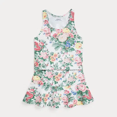 Polo Ralph Lauren Kids' Toddler And Little Girls 2-piece Performance Jersey Top And Skort Set In Portia Floral,dessert Rose