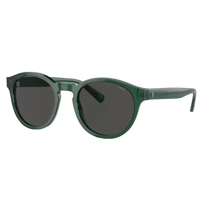 Polo Ralph Lauren Ph 4192 608487 51mm Unisex Round Sunglasses In Shiny Transparent Green