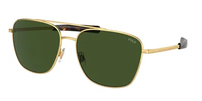 Polo Ralph Lauren Ph3147 941171 Men's Sunglasses Gold Size 59 In Green