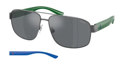 Polo Ralph Lauren Ph3156 92156g Men's Sunglasses Gunmetal Size 62 In Green