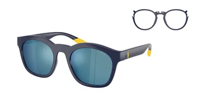 Polo Ralph Lauren Ph4243u With Clip-on Men's Glasses, Blue, Size 51 In Gray