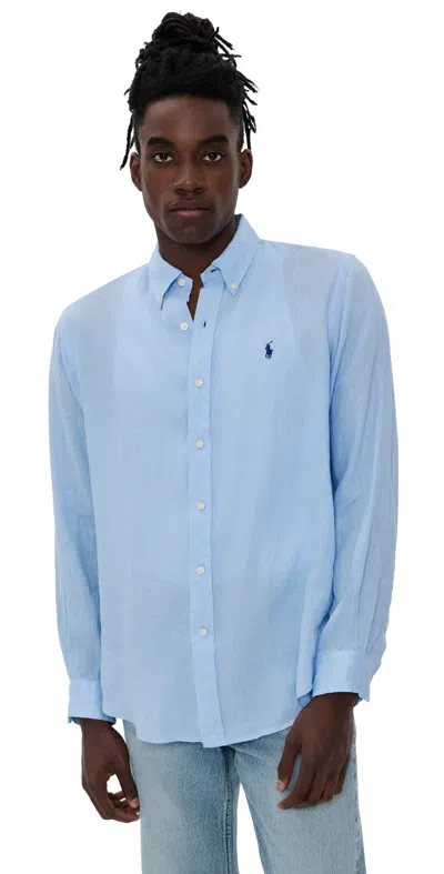 Polo Ralph Lauren Piece Dye Linen Shirt Office Blue