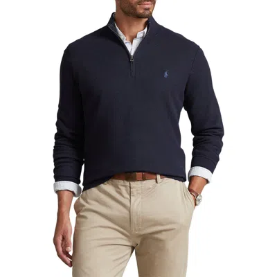 Polo Ralph Lauren Pima Cotton 1/2-zip Sweater In Navy Heather