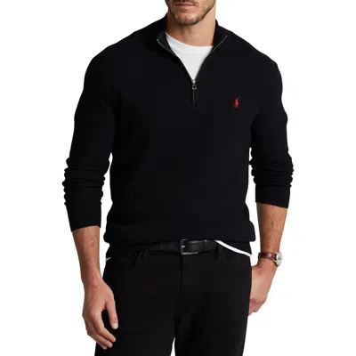 Polo Ralph Lauren Pima Cotton 1/2-zip Sweater In Polo Black