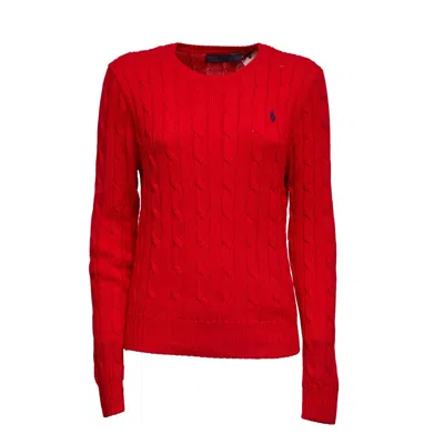 Polo Ralph Lauren Pima Cotton Cable Knit Crewneck Sweater In Red