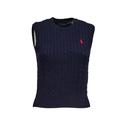 Polo Ralph Lauren Pima Cotton Cable Knit Vest In Black