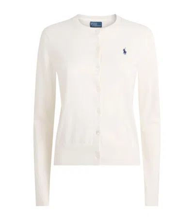 Polo Ralph Lauren Pima Cotton Polo Pony Cardigan In Ivory