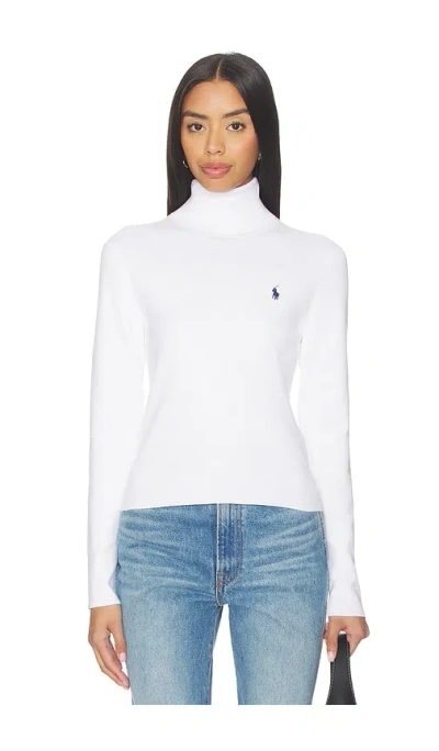 Polo Ralph Lauren Pima Cotton Shrunken Long Sleeve Turtleneck Pullover In White