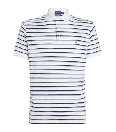 Polo Ralph Lauren Pima Cotton Stripe Slim Polo Shirt In Blue