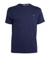 Polo Ralph Lauren Blue Crewneck T-shirt With Pony Embroidery On The Front In Navy