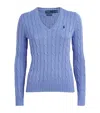 Polo Ralph Lauren Pima Cotton V-neck Julianna Sweater In Blue