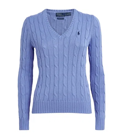 Polo Ralph Lauren Pima Cotton V-neck Julianna Sweater In Blue