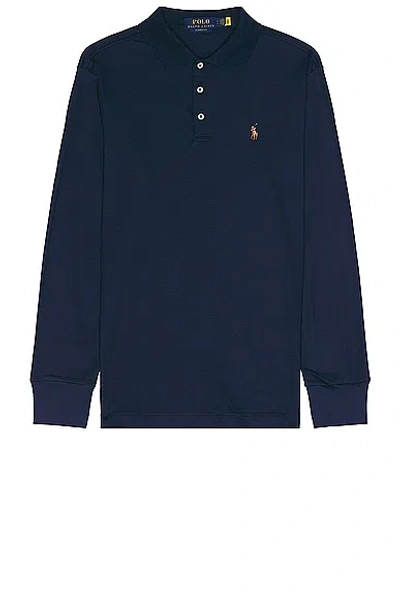 Polo Ralph Lauren Pima Long Sleeve Polo In Navy